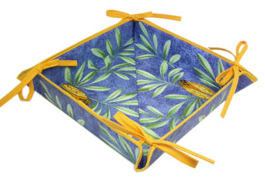 Provencal "coated" bread basket (cicada. blue)